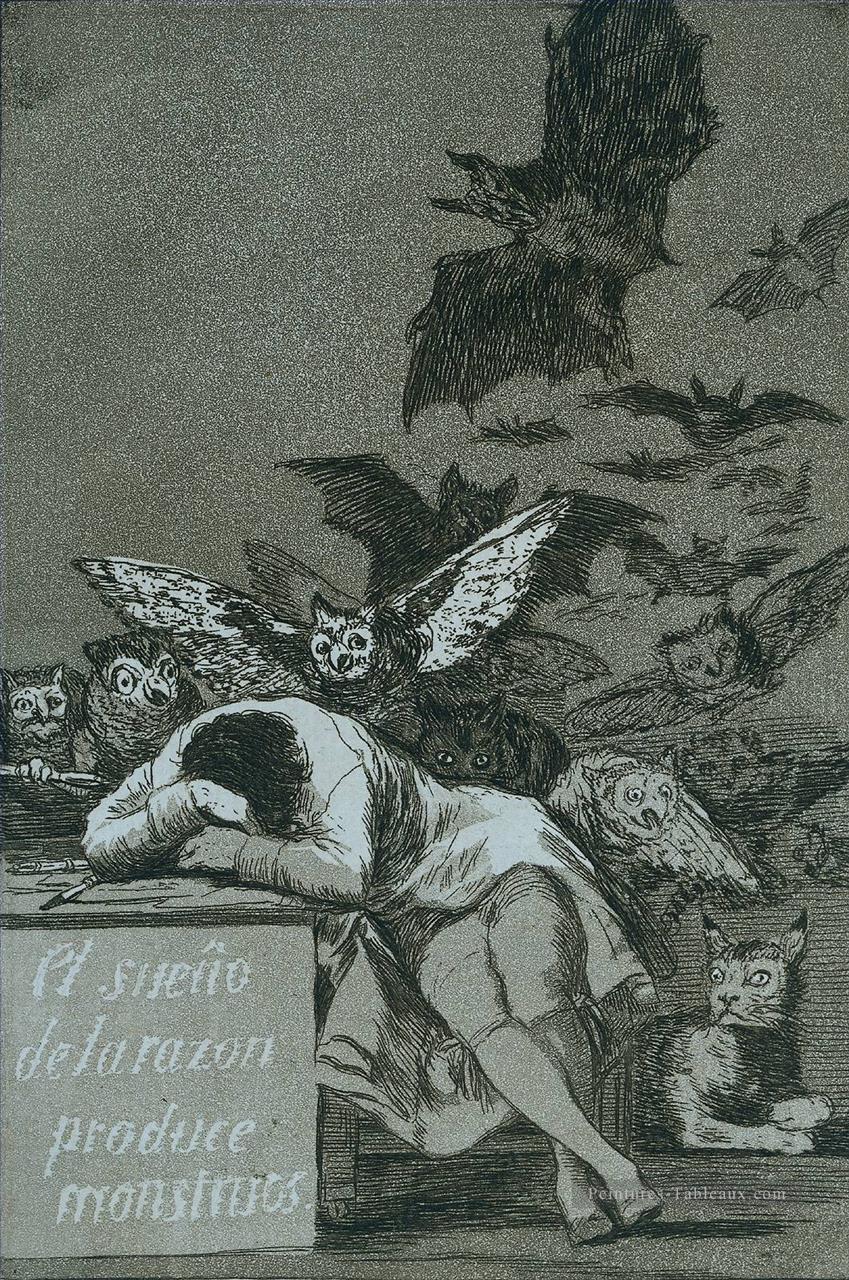 Le sommeil de la raison apporte des monstres Romantique moderne Francisco Goya Peintures à l'huile